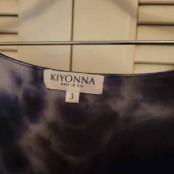 Kiyonna Plus Size 3X Tie Dye Maxi Dress Blue Gray White Flowy Ruffle Boho - Picture 9 of 9